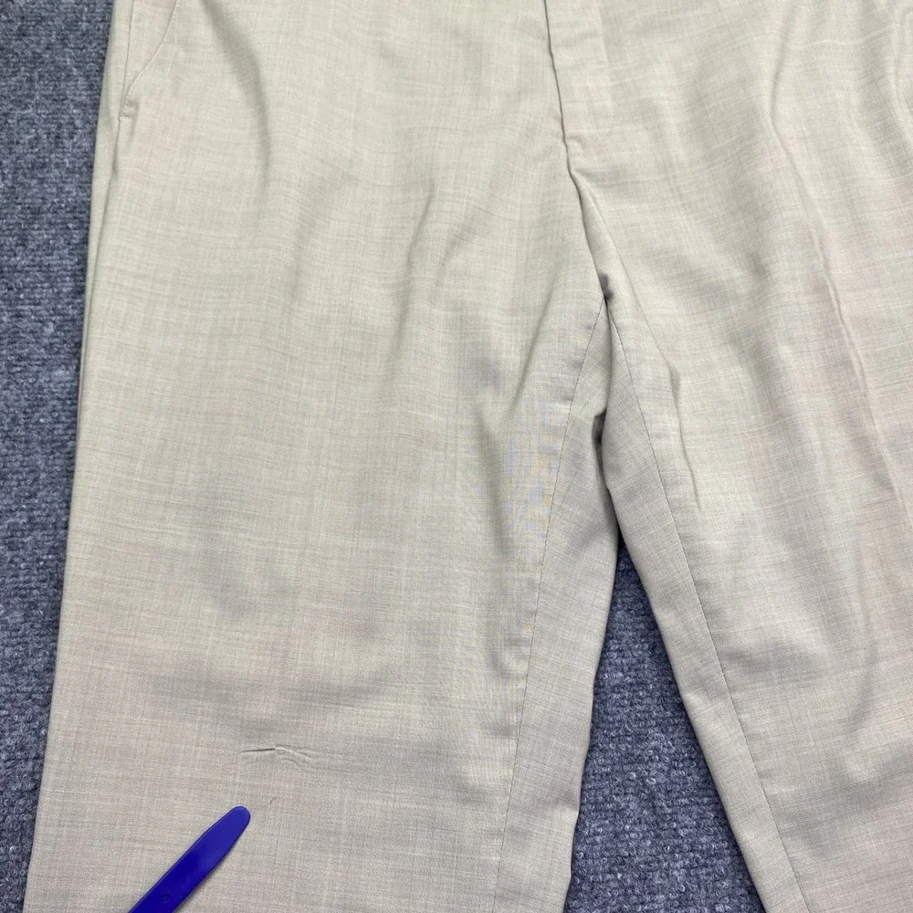 Hugo Boss Mens Beige Virgin Wool‎ Blend Flat Front Cuffed Dress Pants Size 40R